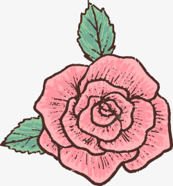 手绘红玫瑰花素材