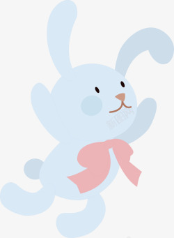 手绘玩偶蓝色兔子矢量图高清图片