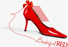 红色高跟鞋蝴蝶结电商素材