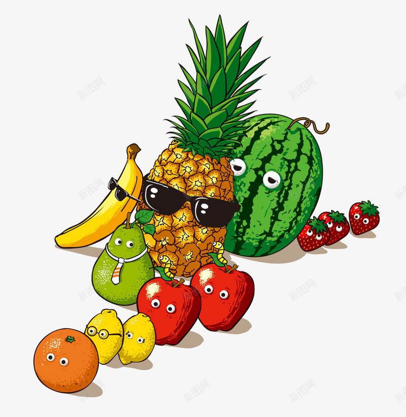 西瓜苹果香蕉png免抠素材_88icon https://88icon.com 创意水果 卡通水果 苹果 西瓜 香蕉
