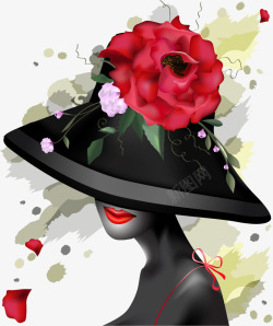 玫瑰礼帽创意时尚女子头像高清图片