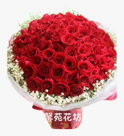 红色玫瑰花白色小碎花花束素材