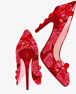 红色闪耀新娘高跟鞋素材