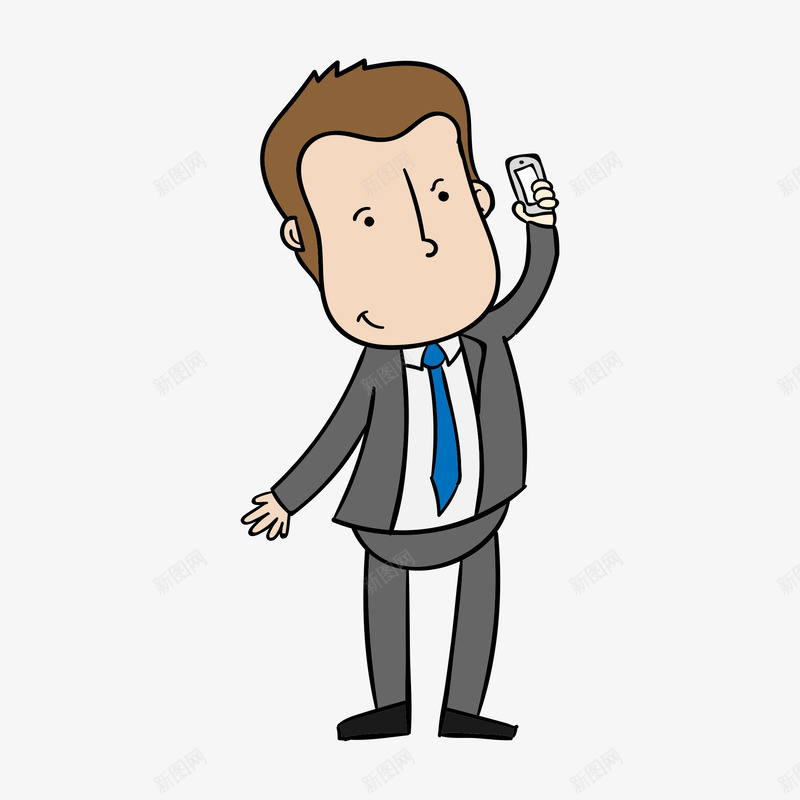 卡通商务人物手里的手机png免抠素材_88icon https://88icon.com 动漫动画 卡通人物 卡通手绘 手机 装饰图 西装