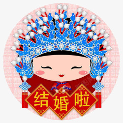 圆形中国风卡通新娘素材