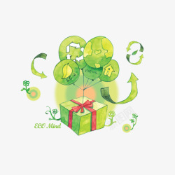 绿色环保卡通气球素材