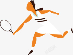 手绘体育运动羽毛球女子运动员人矢量图素材