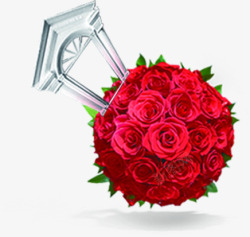 红色玫瑰花球大门婚礼素材