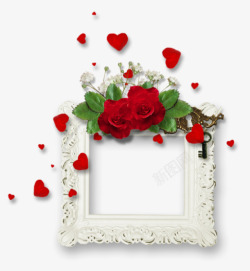玫瑰花花边白色相框素材