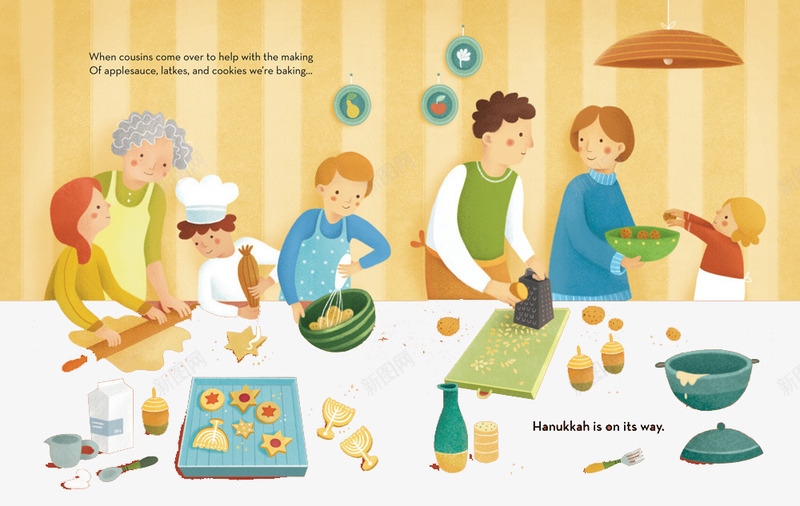 全家人一起做饼干png免抠素材_88icon https://88icon.com 创意设计 卡片封面 手绘插画