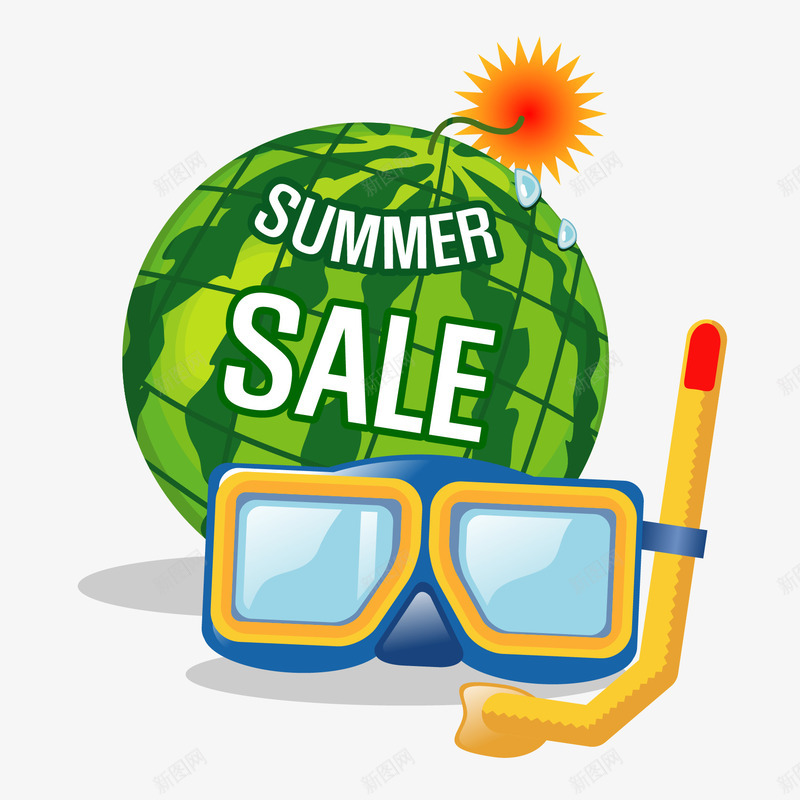 戴着潜水镜的西瓜矢量图ai免抠素材_88icon https://88icon.com sale summer 卡通 可爱 可爱西瓜表情 头像 潜水镜 矢量素材 西瓜 西瓜表情 矢量图