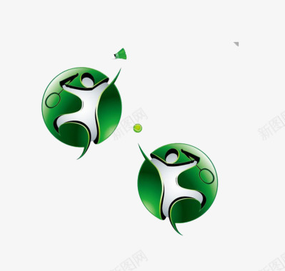 飘飞的羽毛运动风绿色活力羽毛球标徽图标图标