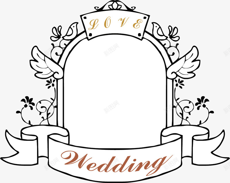 黑色婚纱欧式标签png免抠素材_88icon https://88icon.com LOVE wedding 婚庆 婚礼 婚礼标签 欧式标签 浪漫 爱情