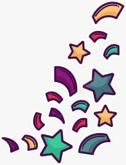紫色卡通星星碎片素材