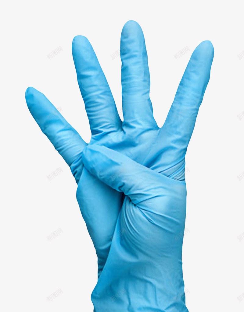 戴着蓝色手套做着四的手势png免抠素材_88icon https://88icon.com 保护 卫生 塑料 塑胶手套 安全 工艺 手势 手套 材料 材质 橡胶 绝缘 褶皱