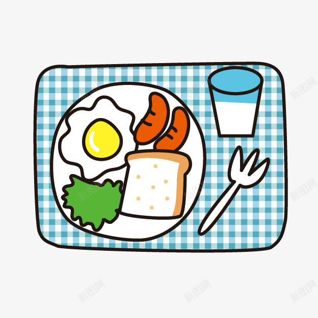 卡通手绘早餐png免抠素材_88icon https://88icon.com 卡通早餐 煎蛋 牛奶 营养早餐 西式早餐 面包 香肠
