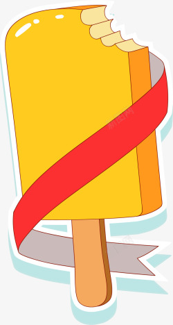 黄色冰糕彩带卡通夏日可爱休闲消矢量图素材