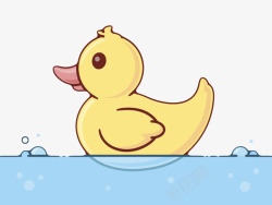 卡通丑小鸭淡黄色玩具在游泳的橡胶鸭卡通高清图片