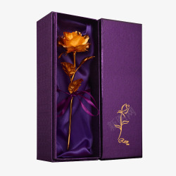 紫色包装盒金箔玫瑰素材