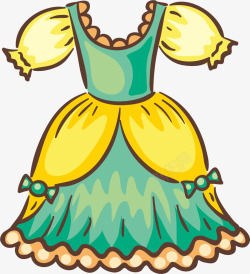 黄色公主裙矢量图素材