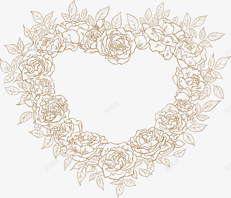 心形玫瑰花边框线稿png免抠素材_88icon https://88icon.com 心形玫瑰花边框 心形玫瑰花边框线稿底纹 心形线稿玫瑰花边框