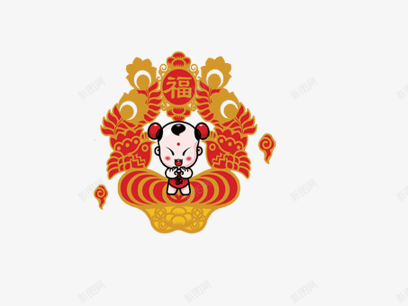 卡通png免抠素材_88icon https://88icon.com 中国娃娃 卡通 卡通图片 新年 新年素材 福