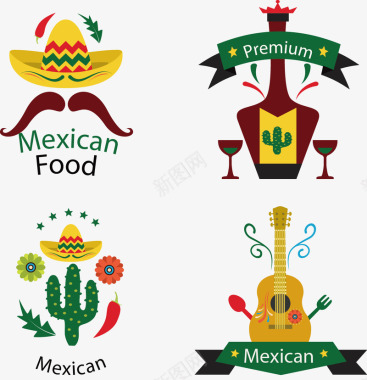 手绘墨西哥文化矢量图图标图标