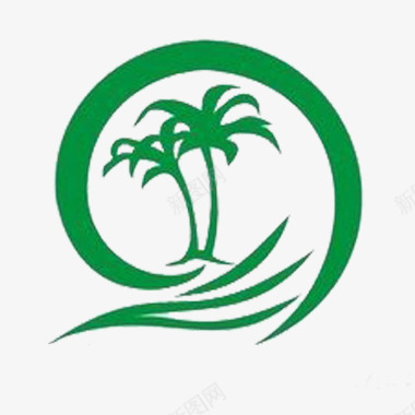 圆形椰子树绿色园林logo图标图标