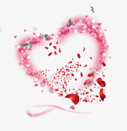 粉色爱心大红玫瑰花瓣素材