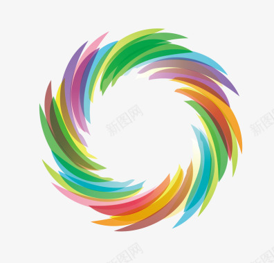 扁平化风格的创意商务logo羽毛圆环图标图标