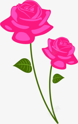 手绘扁平开放的玫瑰花素材
