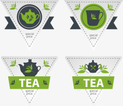 绿色茶标签矢量图素材