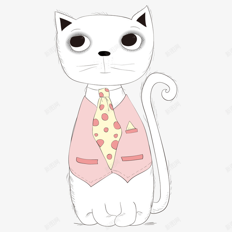 卡通穿西服的白色猫咪png免抠素材_88icon https://88icon.com 动物 卡通小猫 可爱猫咪 小猫 手绘猫咪 白色猫咪 西服