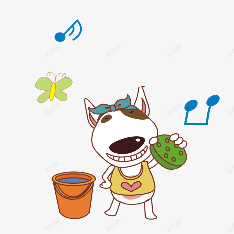 吃东西的狗png免抠素材_88icon https://88icon.com 卡通狗 可爱的狗狗 吃东西的狗 水桶
