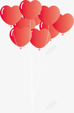 红色婚礼爱心气球素材