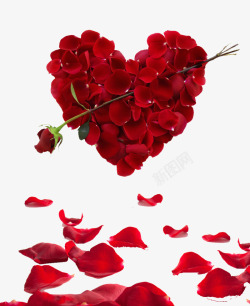 红色玫瑰花瓣海报爱心素材