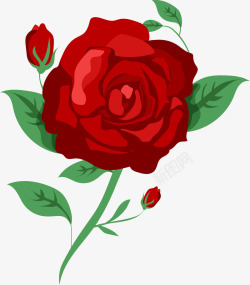 卡通红色玫瑰花图矢量图素材