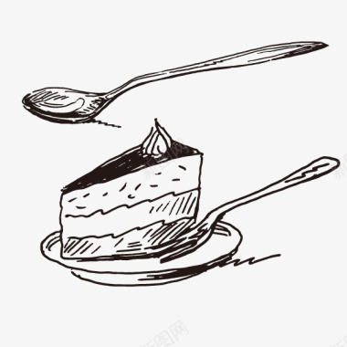 树脂叉子勺子卡通手绘西式蛋糕图标图标