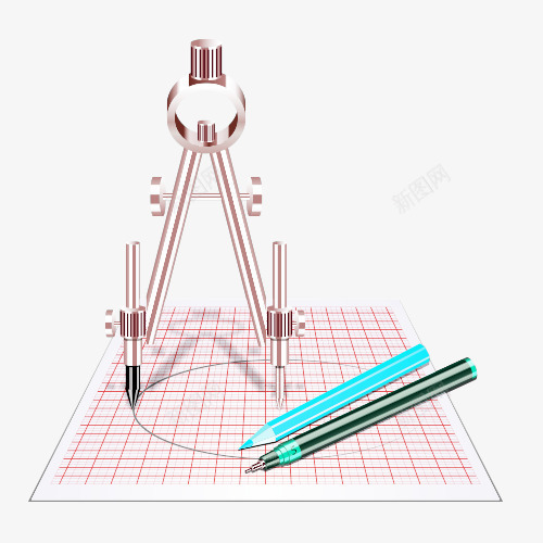 玫瑰金圆规套餐png免抠素材_88icon https://88icon.com 图纸 圆规 画圆 铅笔