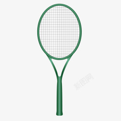 卡通绿色网球拍羽毛球拍素材