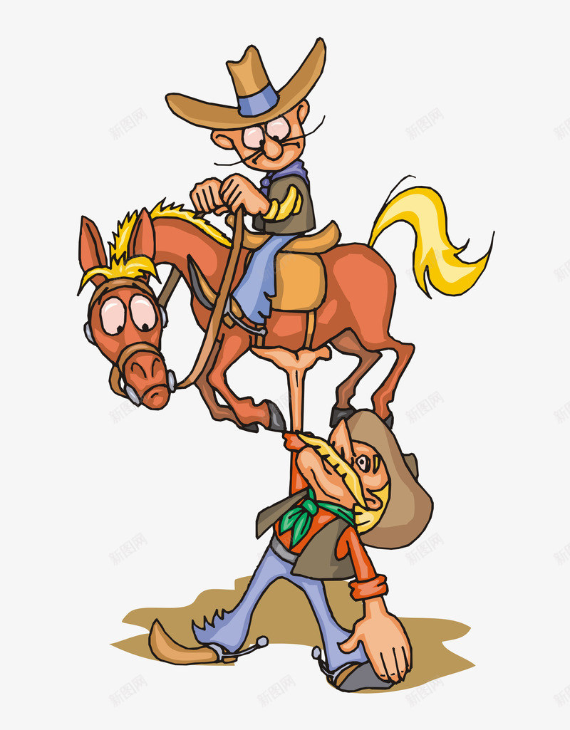 卡通手绘国外西部牛仔png免抠素材_88icon https://88icon.com 卡通的西部牛仔 国外的人物 手绘的马 矢量的人物