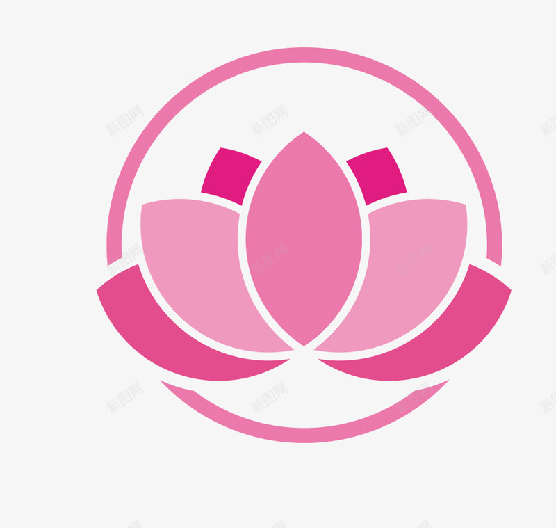 粉色荷花标志png免抠素材_88icon https://88icon.com PNG 圆形 标志 粉色 荷花