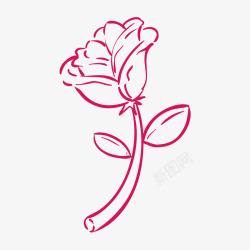 手绘线条玫瑰花素材