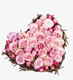 粉色玫瑰心形花束素材