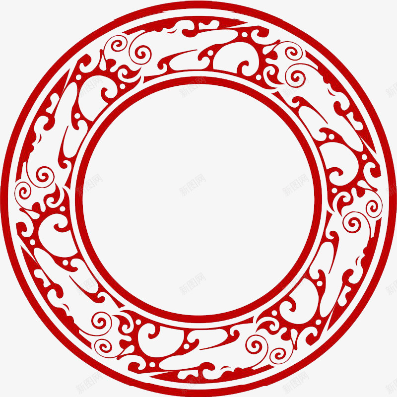 红色圆形中国风边框纹理png免抠素材_88icon https://88icon.com 中国风 古典圆框 圆形 红色 纹理 边框