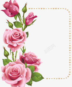玫瑰珠子边框素材