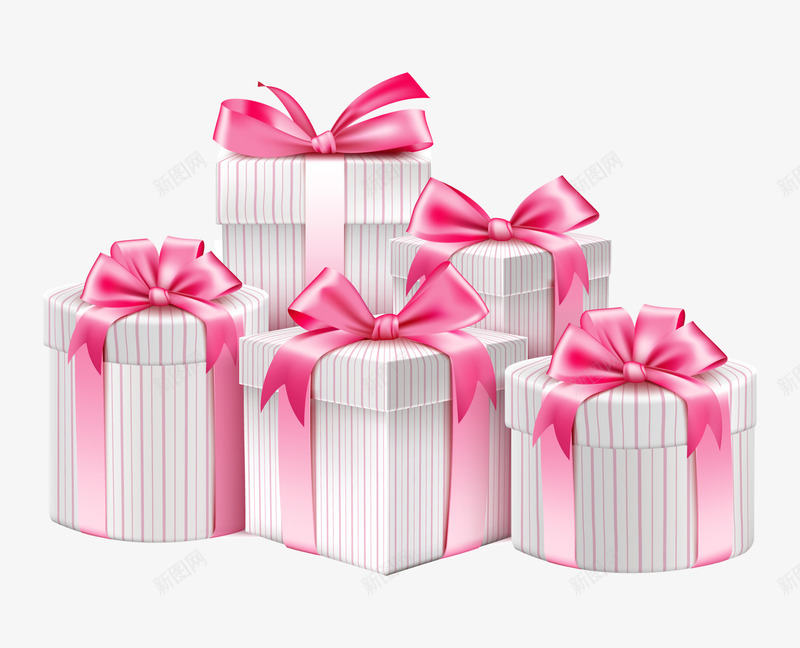 手绘立体礼物盒子png免抠素材_88icon https://88icon.com 圆形礼物盒 矩形礼物盒 粉色浪漫 粉色蝴蝶结粉色礼物盒