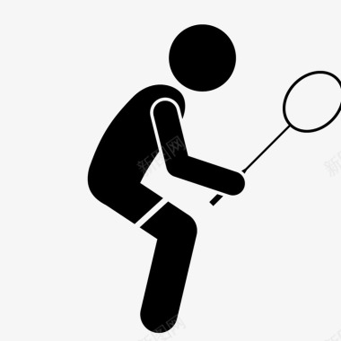 运动小人图标打羽毛球人物图标图标