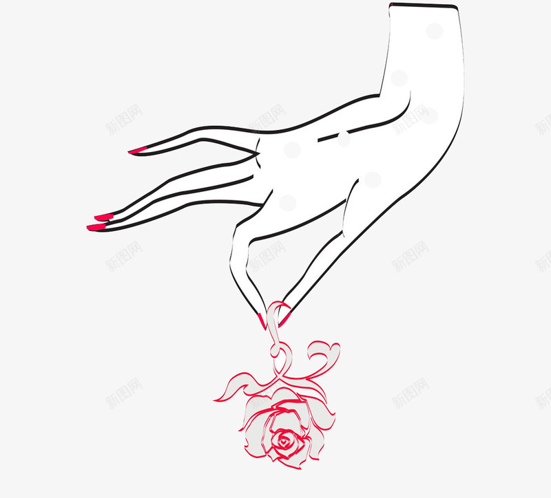 手拿玫瑰花png免抠素材_88icon https://88icon.com 创意 玫瑰花 美手 美甲 鲜花