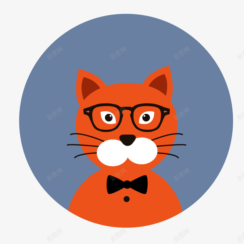 卡通猫咪动物头像矢量图ai免抠素材_88icon https://88icon.com 动物设计 圆形 时尚 猫咪 贴纸设计 矢量图